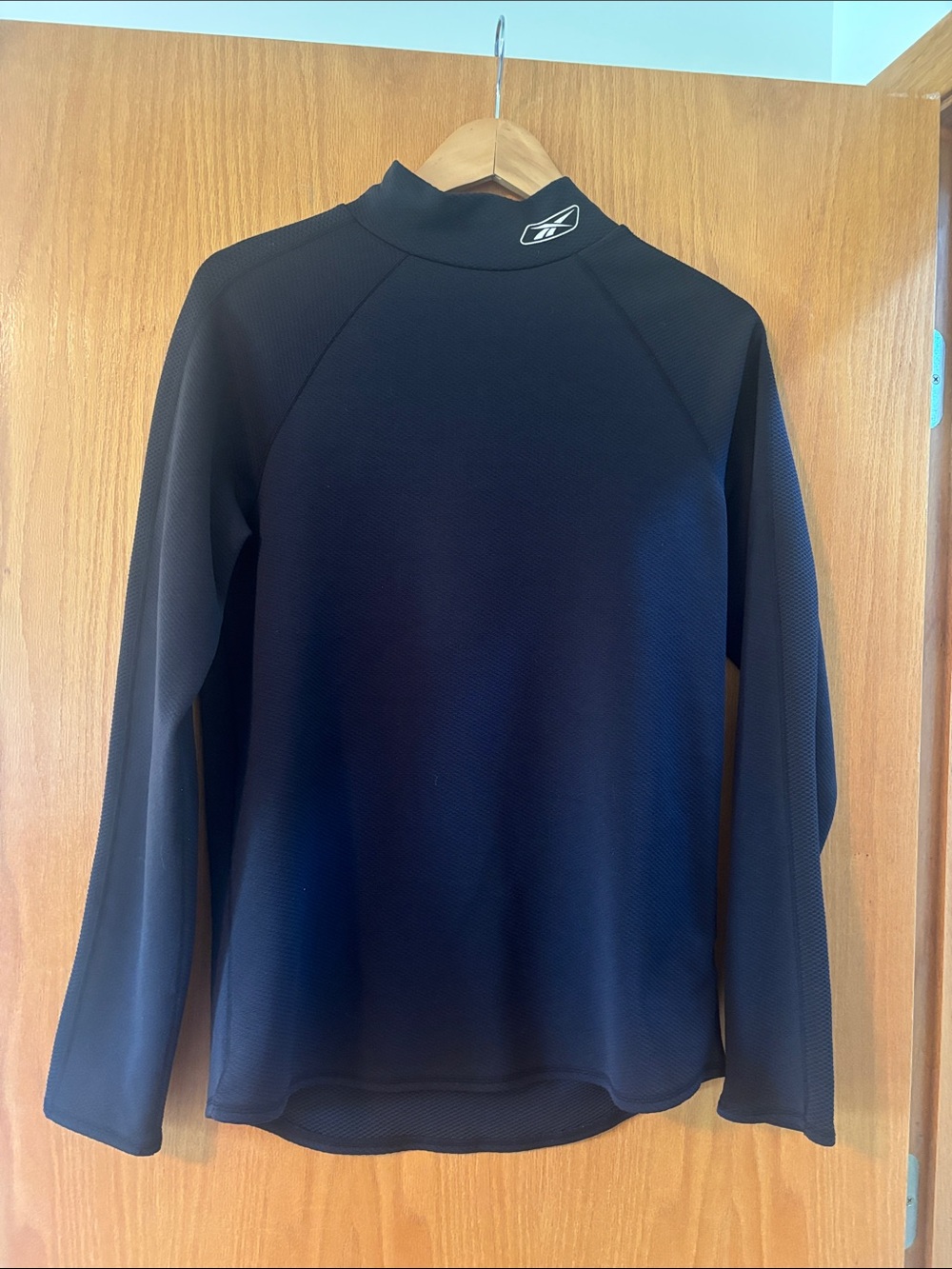 Reebok Black Long-Sleeve Performance Top with Logo Collar